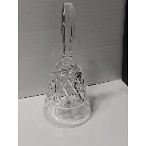 Vintage Cut Crystal Glass Bell – Diamond Pattern Hand Bell with Clapper - Picture 4 of 6